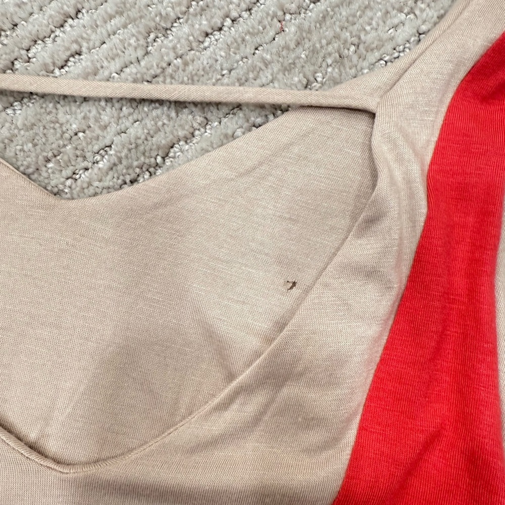 Monteau Cream and Red Sheath Maxi Dress V-Neck Sleeveless - Picture 6 of 6